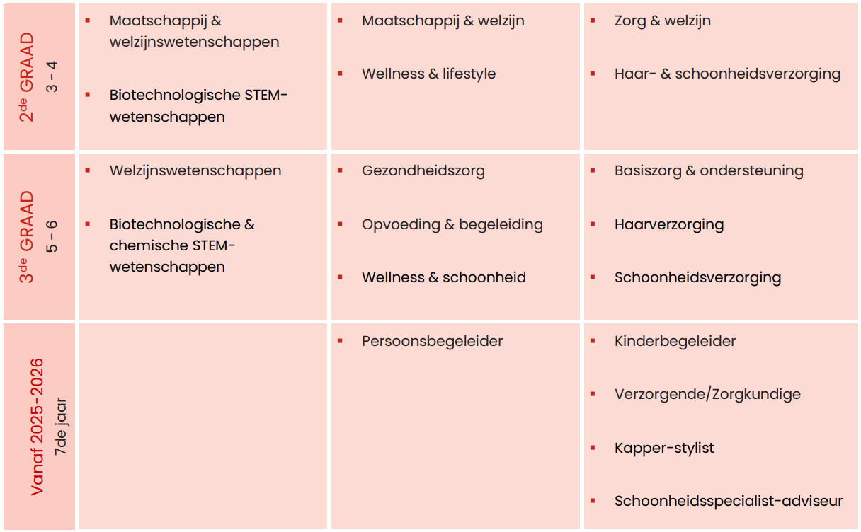 Studieaanbod 2de en 3de graad